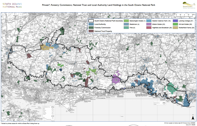 South Downs NPA landowner map screenshot