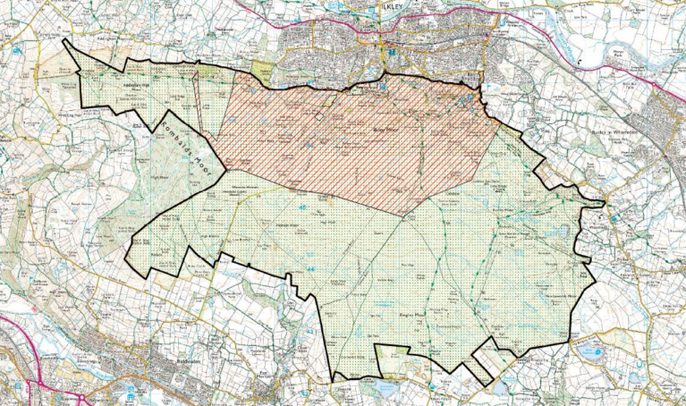 Bradford Council - Ilkley Moor shaded red